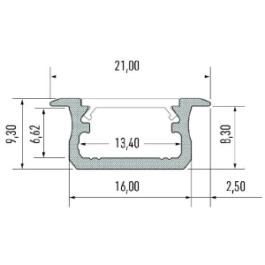 PROFIL ALU. LED TYP-B ANODOWANY 1M