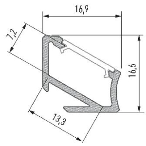PROFIL ALU. LED TYP-H 30/60° ANODOWANY 1M