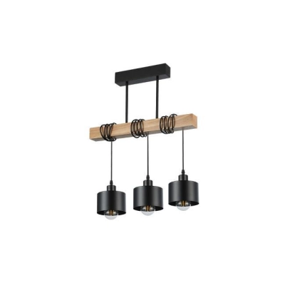 LAMPA ELZA WISZĄCA 3xE27 DREWNO 50cm CZARNY 4195