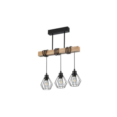 LAMPA OTTO WISZĄCA 3xE27 DREWNO 50cm CZARNY 3775