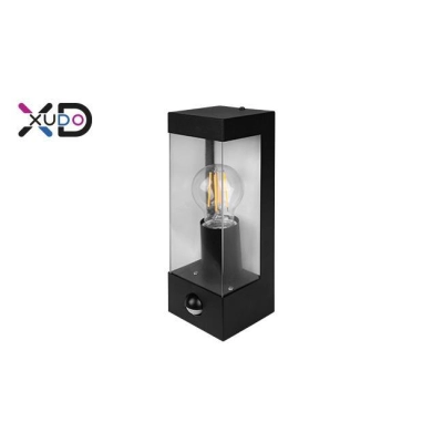 KINKIET KWADRAT 1XE27 PIR  IP44 CZARNY QA101S