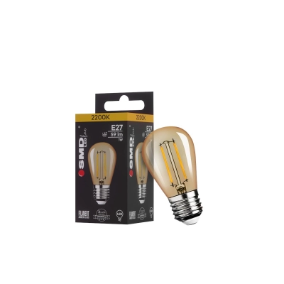 $ ŻARÓWKA E27 LED FILAME 1W UWW AMBER ST45 4748