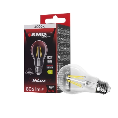$ ŻARÓWKA E27 LED FILAME 4,8W NW CLEAR HiLux 4724