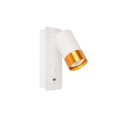 KINKIET DO CZYTANIA KLEMENS GU10 BIA/ZŁOT USB1639