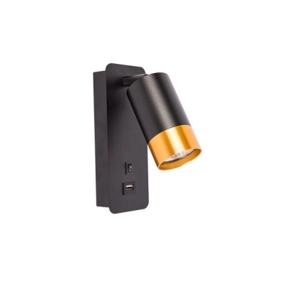 KINKIET DO CZYTANIA KLEMENS GU10 CZAR/ZŁO USB1661