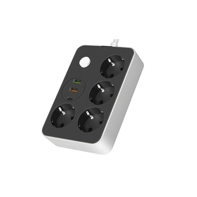 PRZEDŁUŻACZ 2M 4GN + 3x USB 10A CZARNY 2893