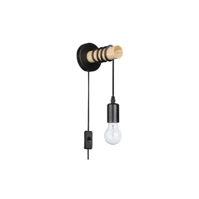 KINKIET EOS E27 ZWIS WTYK CZARNY + DREWNO 9194
