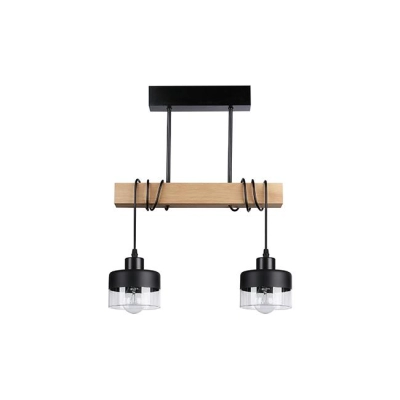 LAMPA WISZĄCA STARK 2XE27 CZARNY + DREWNO  9205