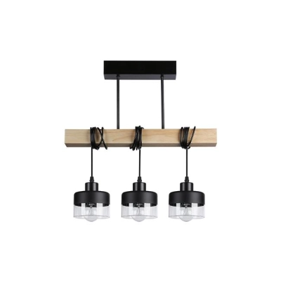 LAMPA WISZĄCA STARK 3XE27 CZARNY + DREWNO  9206