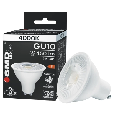 $ ŻARÓWKA GU10 LED SMD LEDline 5W NW 38st. 0493