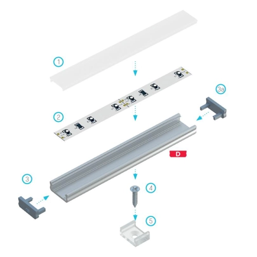 PROFIL ALU. LED TYP-D ANODOWANY 3M