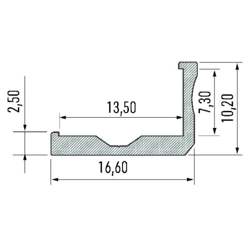 PROFIL ALU. LED TYP-F SUROWY 3M