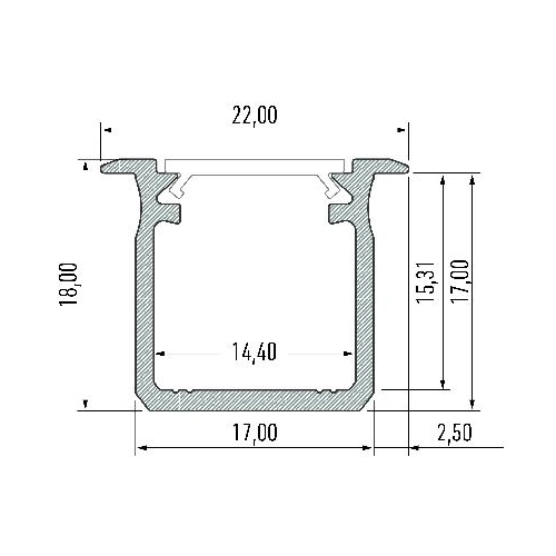 PROFIL ALU. LED TYP-G SUROWY 3M