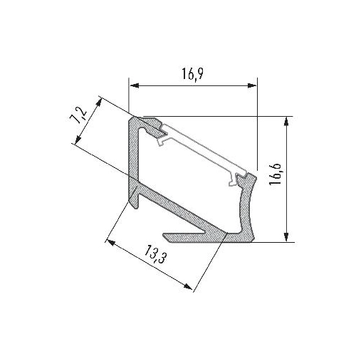 PROFIL ALU. LED TYP-H 30/60° ANODOWANY 3M