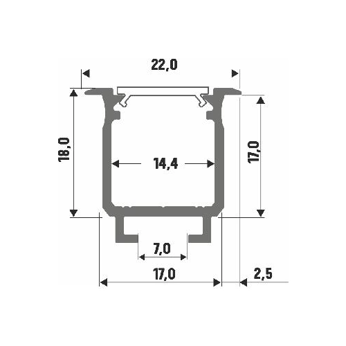 PROFIL ALU. LED TYP-W CZARNY 1M