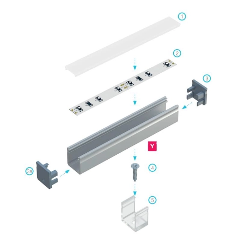 PROFIL ALU. LED TYP-Y CZARNY 3M
