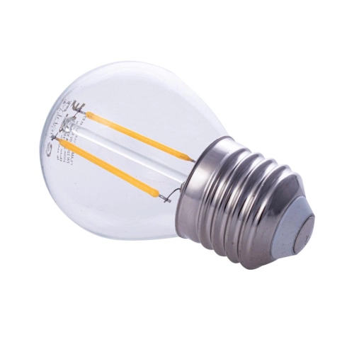 ŻARÓWKA E27 LED FILAMENT 2W WW 2700K KULKA G45