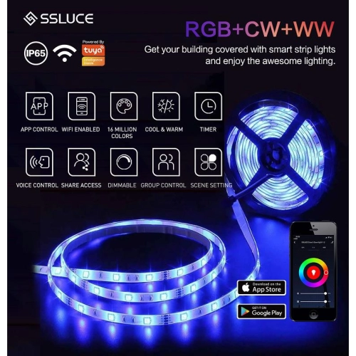 ZESTAW TAŚMA LED RGB+CCT+ZAS+KON. TUYA IP65 5M
