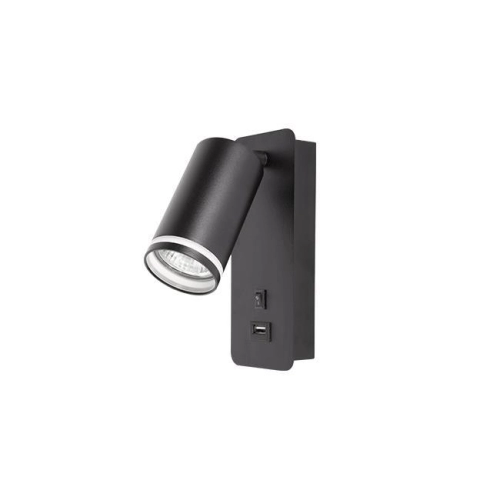 KINKIET DO CZYTANIA RING 1xGU10 USB CZARNY 0933