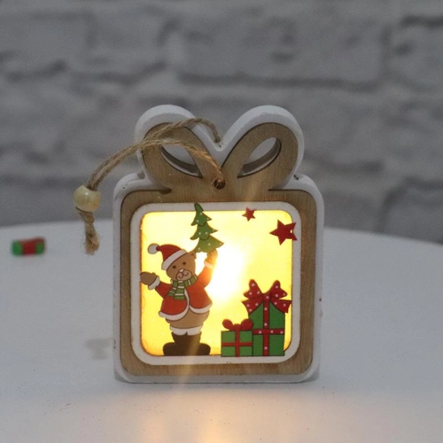 Zawieszka LED świąt. DREWNO 10cm PREZENT WW 0855