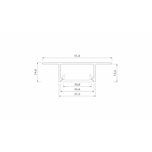 PROFIL ALU. LED PLATO SUROWY 1M