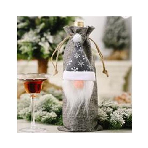 Pokrowiec na butelkę świąt. SZARY MIKOŁAJ 8521
