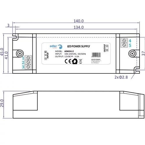 ZASILACZ LED 24V 36W 1,5A ADM INSTALAC. ADLER