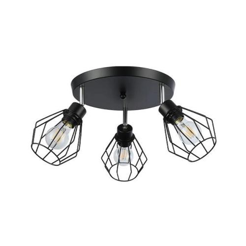 LAMPA OTTO SUFITOWA 3xE27 OKRĄGŁA CZARNY 3777