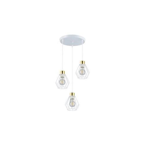 LAMPA OTTO WISZĄCA 3x 27 OKRĄGŁA BIAŁY/ZŁOTY 0752