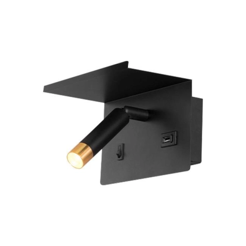 KINKIET PIERO 1xG9 USB PÓŁKA CZARNY/ZŁOTY 1465