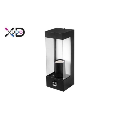 KINKIET KWADRAT 1XE27 PIR  IP44 CZARNY QA101S