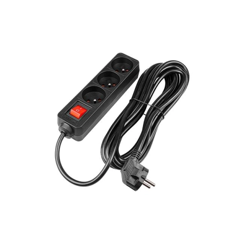 PRZEDŁUŻACZ 5M 3GN z wyłącznik. 16A CZARNY 6597