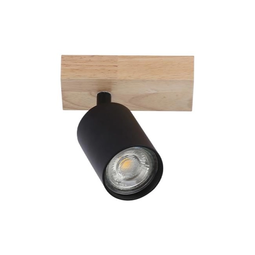 ^SPOT DABI 1xGU10  CZARNY+ DREWNO 9207