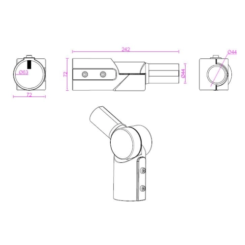 ADAPTER DO SŁUPA REGULOWANY 60mm-40mm 9233
