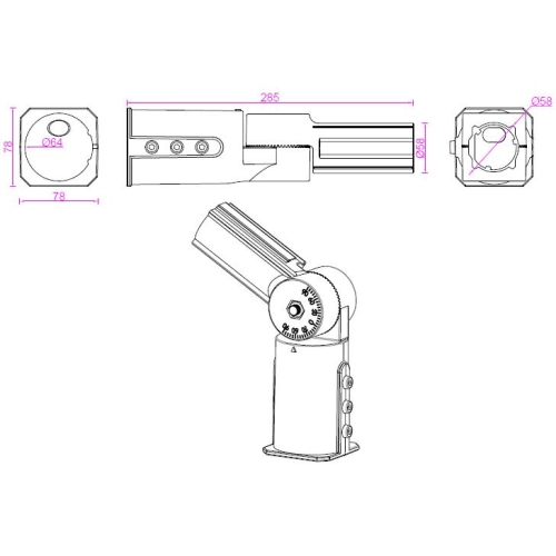 ADAPTER DO SŁUPA REGULOWANY 60mm-60mm 9235