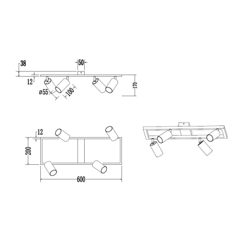 PLAFON BUMO 4xGU10 CZARNY 9481
