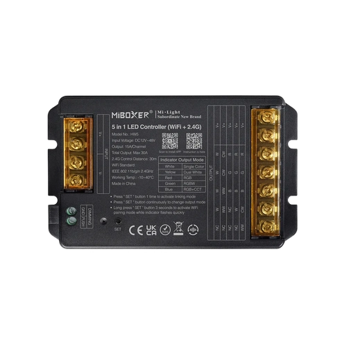 STEROWNIK 5w1 RGB+CCT 12-48V 30A WiFi HW5 czarny