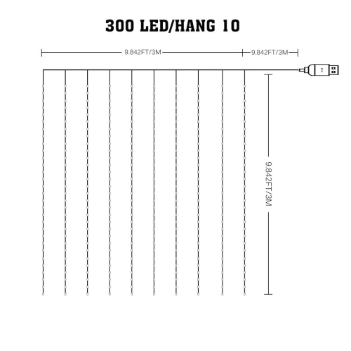 KURTYNA LED USB 5V WIZARD PCHEŁKA 3x3m RGB